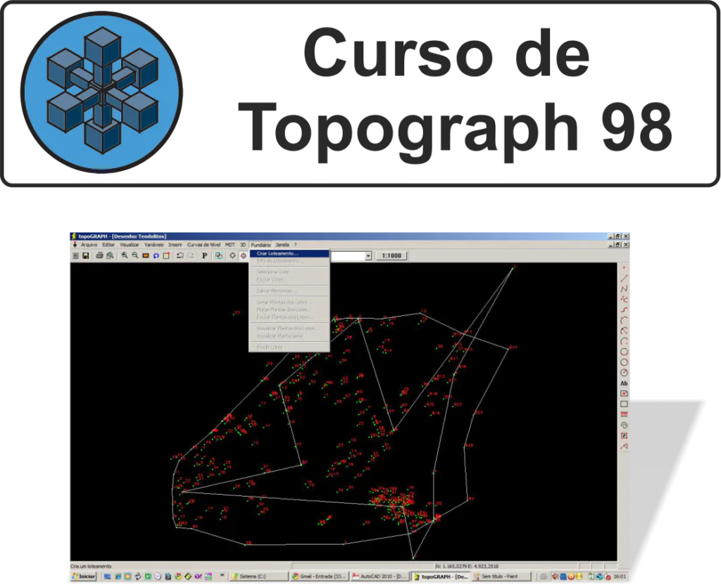 Software Topograph 98 para memorial descritivo e plantas em topografia GNSS