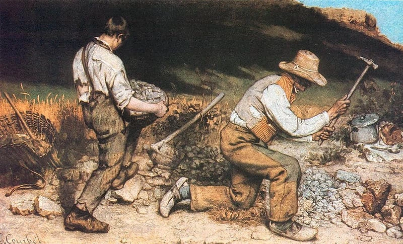 Courbet — Os Quebradores de Pedra, cotidiano e matéria pictórica