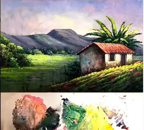 método Marcio Monteiro — pôr do sol com nuvens — curso de pintura a óleo para iniciantes